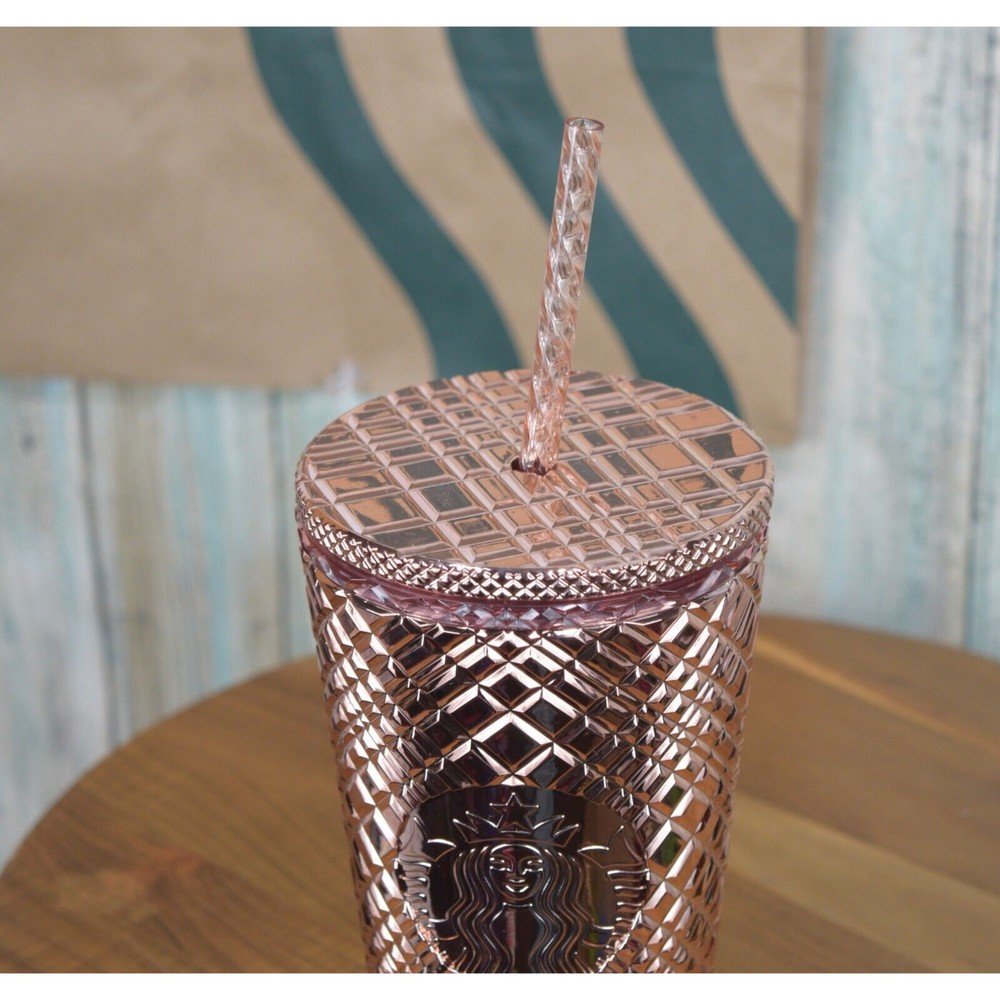 Starbucks Rose Gold Chrome Metallic Jeweled Grande 16oz Cold Cup - Picture 2 of 5
